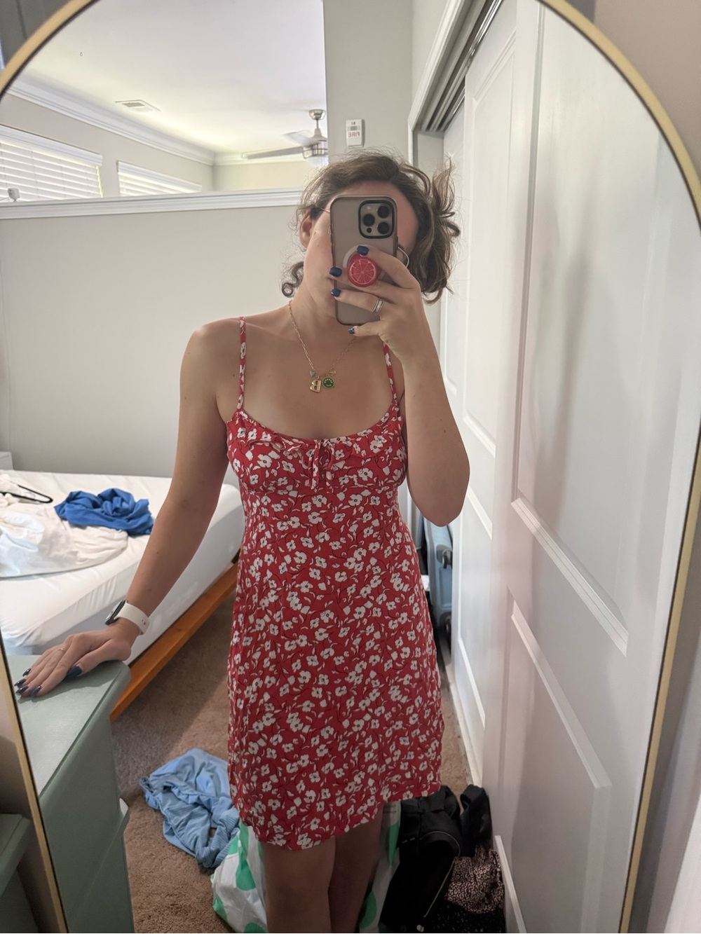 Spiritual Gangster Red Floral Slip Mini Dress